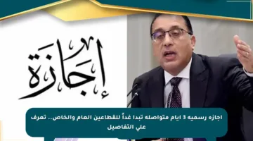 إجازة رسمية 3 أيام متواصلة تبدأ غداً للقطاعين العام والخاص.. تعرف على التفاصيل